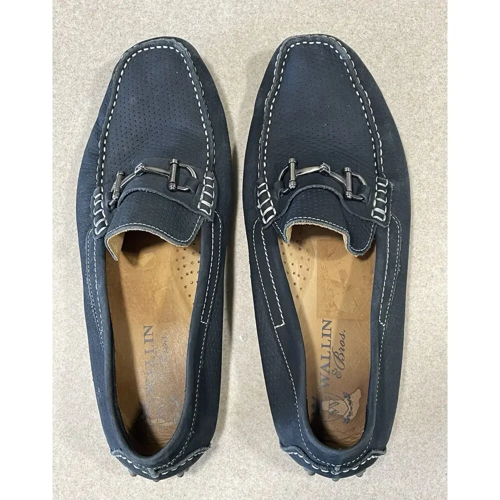 Men's Wallin & Bros Warren Blue Leather Loafer Driver Size 11.5 M Made In Brazil